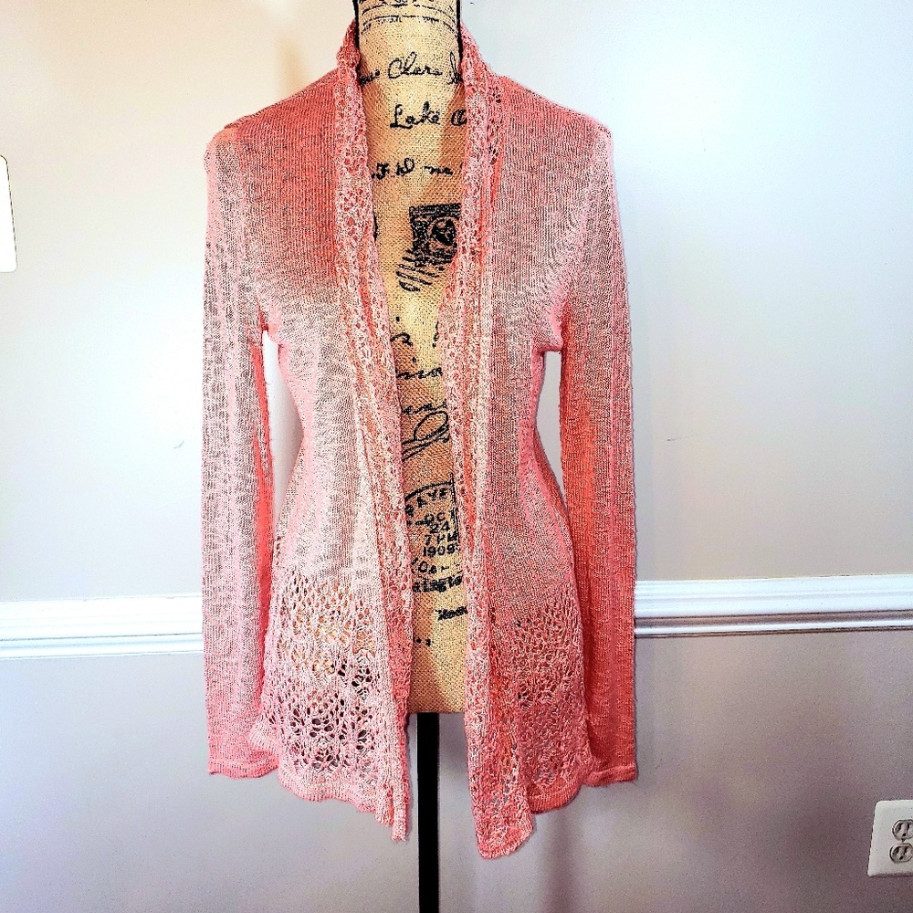 Kim Rogers coral cardigan sz Med